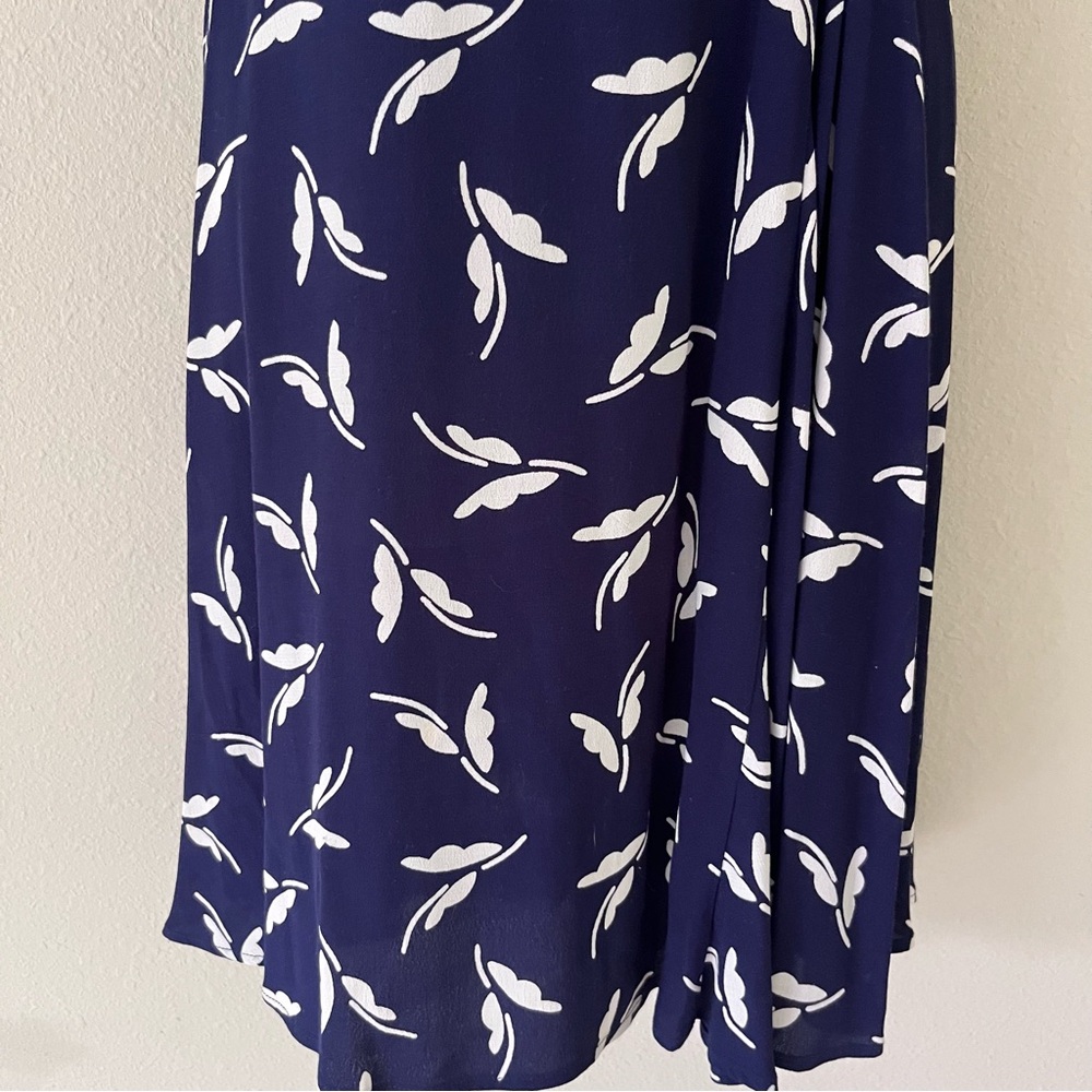 Anthropologie Maeve Fern Ruched Dress Size 4 Navy Retro Rockabilly Cottagecore - Picture 5 of 11